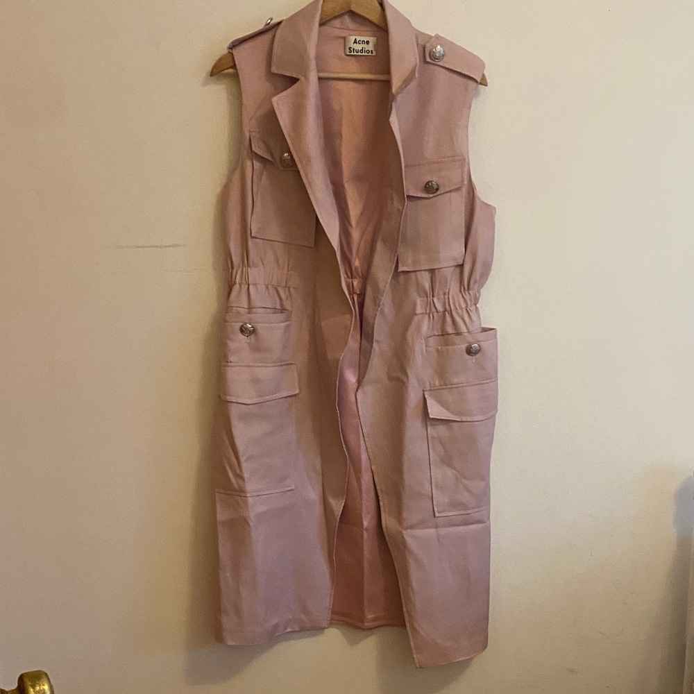 Acne Studios  Light Pink Sleeveless Vest Duster Dress Sz 40